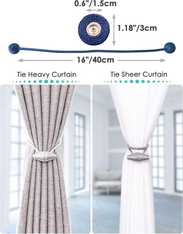 bulk purchase magnetic curtain tiebacks with upgrade larger magnet, 2 pack 16 inch drapery holdbacks for indoor & outdoor curtain - dark coffee factory discount