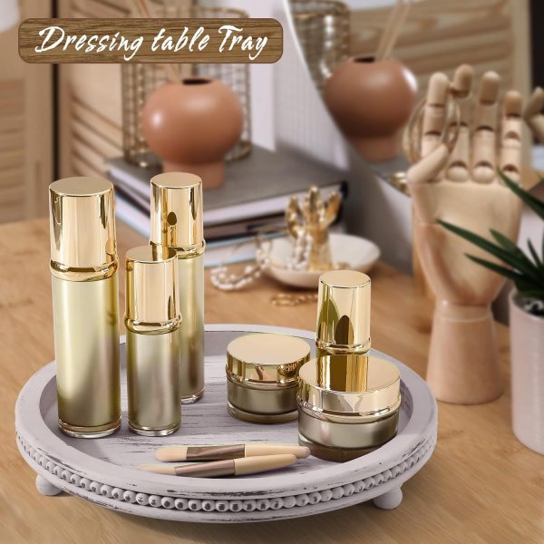 wholesale direct handmade wooden decorative tray, small beaded coffee table tray decor, grey round decorative tray for coffee table, dining room table entryway and living room table bulk purchase at factory prices