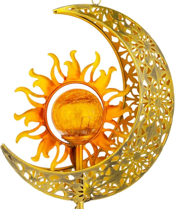 producer to buyer jyps sun moon solar wind chimes for outside crackle glass ball waterproof wind chimes outdoor clearance deep tone garden decor birthday unique gifts for women mom grandma windchimes gardening discounted pricing