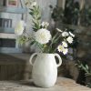 oem/odm services white ceramic vase with 2 handles, modern farmhouse vase for home decor, rustic terracotta vase, decorative pottery flower vase, clay samll vase, centerpieces for dining table - 7 inch tall affordable bulk deals