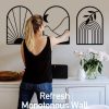 factory direct sokurdeg boho black metal wall decor black minimalist wall art large bohemian line metal wall art black boho wall art for bedroom bathroom living room (3 pack, 12 x 17 in) volume discount