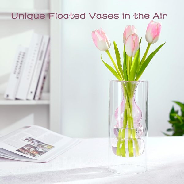 oem/odm services zens modern pink glass vase, hand blown hollowed out bubble decorative glass flower vases for wedding decor home small bouquet. affordable bulk deals