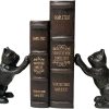 supplier direct book ends for shelves decorative, cast iron heavy duty bookends for heavy book, unique cute cat bookend for home/office decor, antique classic black 2pcs wholesale prices