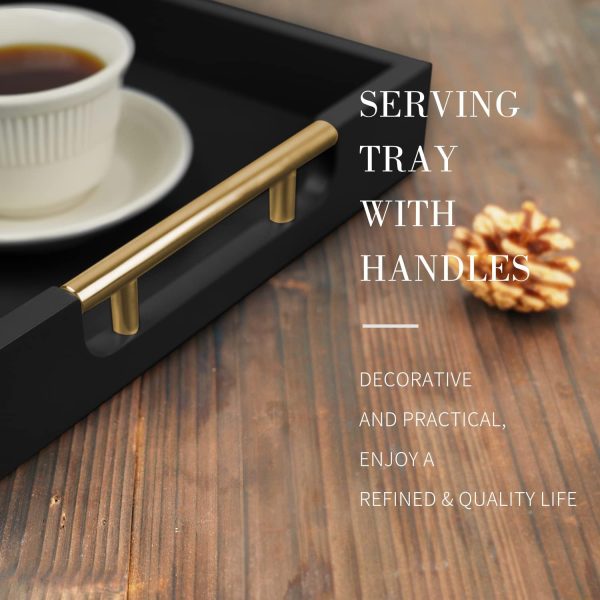 wholesale direct wooden decorative coffee table tray, 16" serving tray with handles, matte finish decorative tray, ottoman tray for living room, perfume, vanity dresser organizer (carbon black) bulk purchase at factory prices
