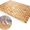manufacturer direct natural bamboo bath mat, 24 x 16 inches non-slip bamboo shower mat, waterproof foldable small wood bath mat for bathtub, sauna, spa, indoor or outdoor bathroom accessories trade price