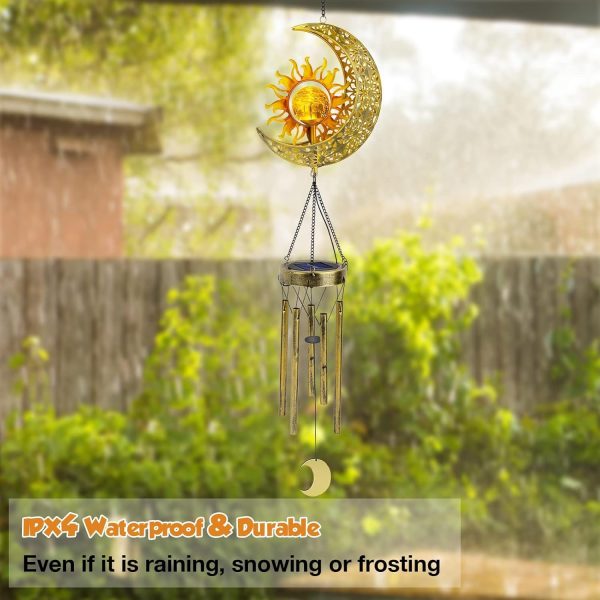 producer to buyer jyps sun moon solar wind chimes for outside crackle glass ball waterproof wind chimes outdoor clearance deep tone garden decor birthday unique gifts for women mom grandma windchimes gardening discounted pricing