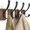 competitive pricing wood wall hooks for hanging - 4 pack hooks wall mounted, wooden rustic farmhouse heavy duty towel hooks, hooks for coats, towel, hat, keys, purse, bag and robe one-stop wholesale