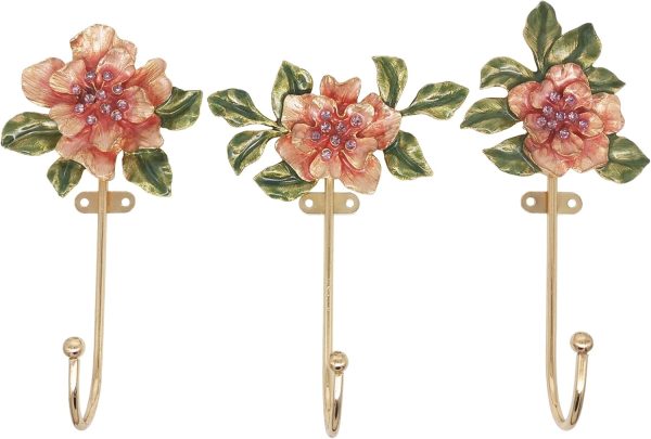 competitive pricing vintage flower shaped decorative wall hooks rack hangers for hanging clothes coats towels keys hats, 3 pack antique metal mounted wall hook one-stop wholesale