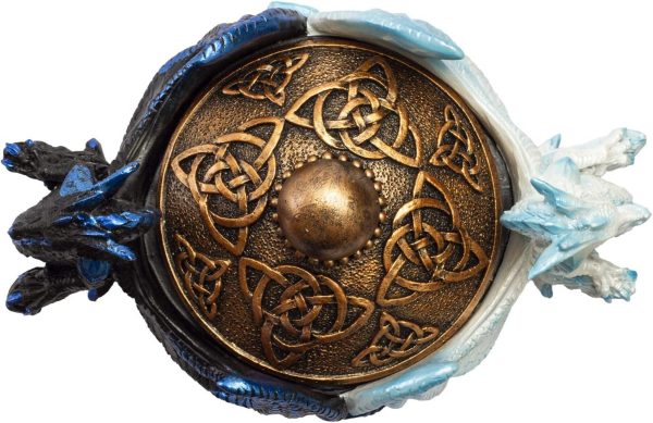 dropship from factory pacific giftware fantasy celtic knotwork dual yin yang dragons decorative trinket jewelry box figurine 5.75" long mass production supply
