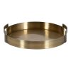 wholesale direct kate and laurel myo transitional metal round tray, 15 x 15, brass, modern glam circular decorative serving tray with handles for storage, display, and decor bulk purchase at factory prices