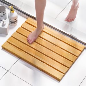 manufacturer direct domax bamboo bath mat for bathroom - shower mat non slip waterproof wooden shower floor mat for doorway sauna spa yard patio pool outdoor use (natural, 21.26 x 14.17 x 1.3 inch) trade price