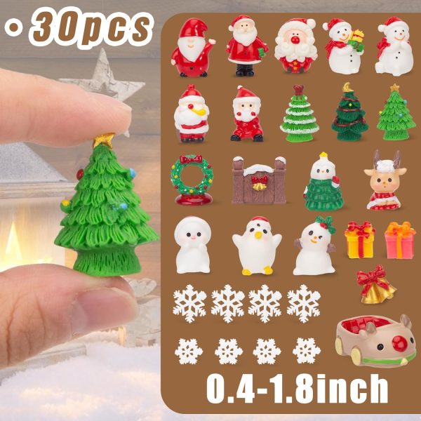 dropship from factory domestar 30pcs miniature christmas ornaments, mini resin christmas figurines miniature snowman figurines fairy garden for crafts advent calendar christmas ball fillers mass production supply