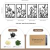 factory direct glamativity 4 pcs black abstract flowers metal wall art, 17 x 12'' minimalist floral single line wall décor, 3d textured sculptures, rustic nature wall art décor for living room, bedroom, study volume discount