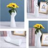 oem/odm services 9 inch modern art ceramic flower vase hand holding plants flower container, tabletop white arm vase for home office decoration affordable bulk deals