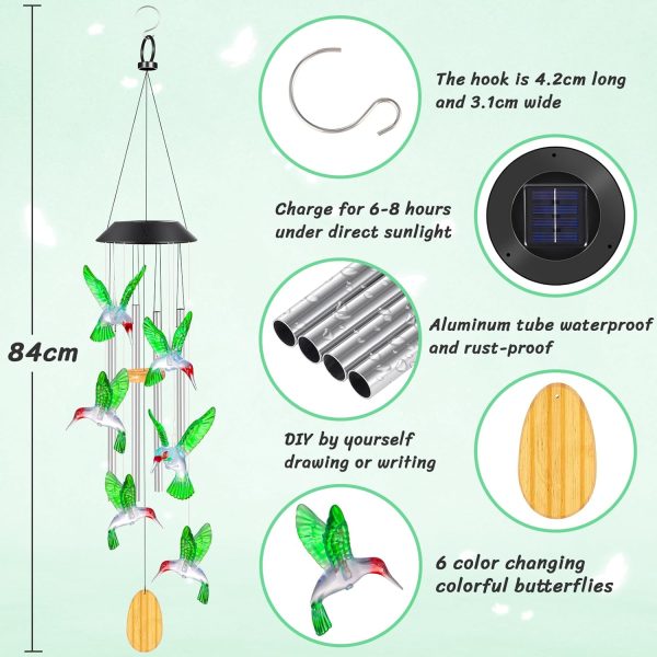 producer to buyer womens gifts for christmas birthday gifts for women mom grandma gifts hummingbird wind chimes solar lights for outside outdoor yard home house patio garden gardening decor gifts for mom sister discounted pricing