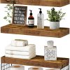 bulk purchase qeeig bathroom shelves over toilet wall mounted floating shelves farmhouse shelf toilet paper storage small 16 inch set of 3, rustic brown (019-bn3) trade price