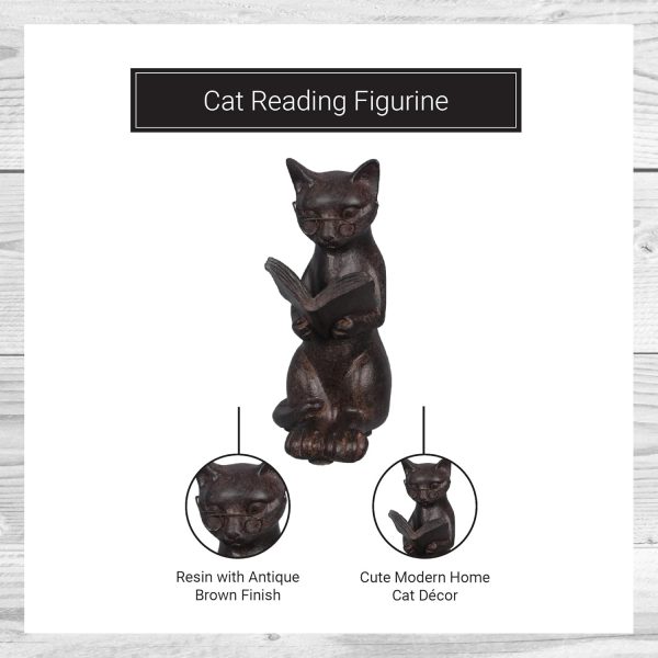 dropship from factory young's inc. cat figurine - cute cat statue - whimsical cat decor for cat lovers - cat collectibles and meditation decor - cat with eye glasses - 4'' l x 3'' w x 5'' h mass production supply