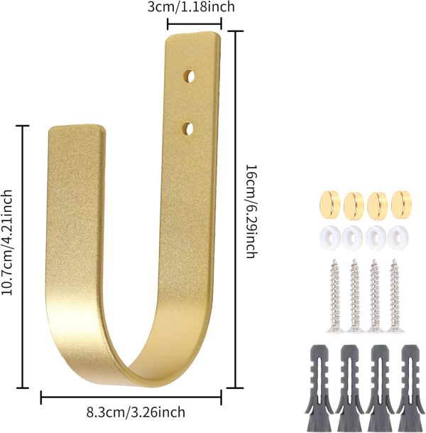 bulk purchase 2 pack modern curtain holdbacks curtain tiebacks wall mount solid aluminum u shaped curtain wall hooks curtain pull backs curtain holders curtain tie backs for curtain (2, gold) factory discount