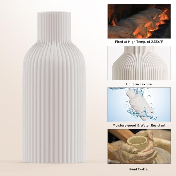 oem/odm services vase, white ceramic flower vase, minimalist modern home decor, matte finish pampas grass vase for table, fireplace, shelf, mantel, entryway and centerpieces affordable bulk deals