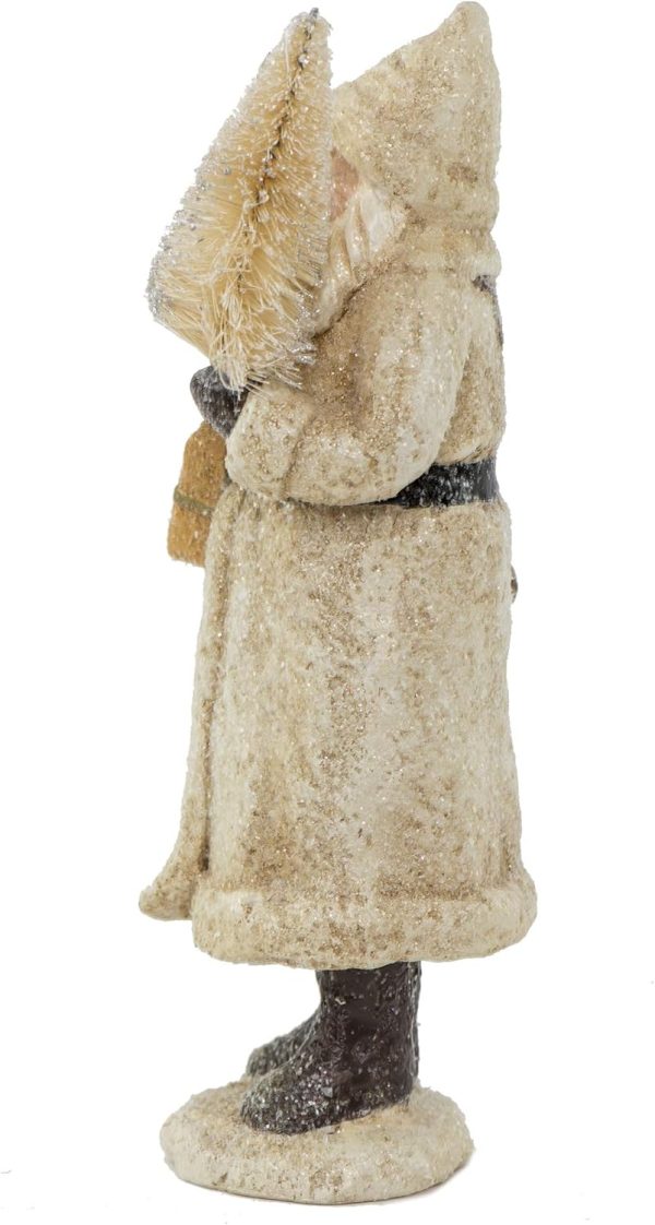 dropship from factory raz imports glittered resin santa figure (white) mass production supply