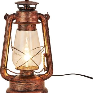 custom wholesale noxarte rustic lantern table lamp plug-in old fashioned night light perfect for bedroom living room h15 inch x w7 inch oem/odm services