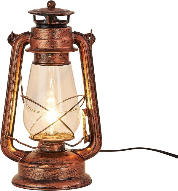 custom wholesale noxarte rustic lantern table lamp plug-in old fashioned night light perfect for bedroom living room h15 inch x w7 inch oem/odm services