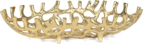 wholesale direct red co. 14” x 3” large decorative oval aluminum golden branch reef centerpiece tray bulk purchase at factory prices