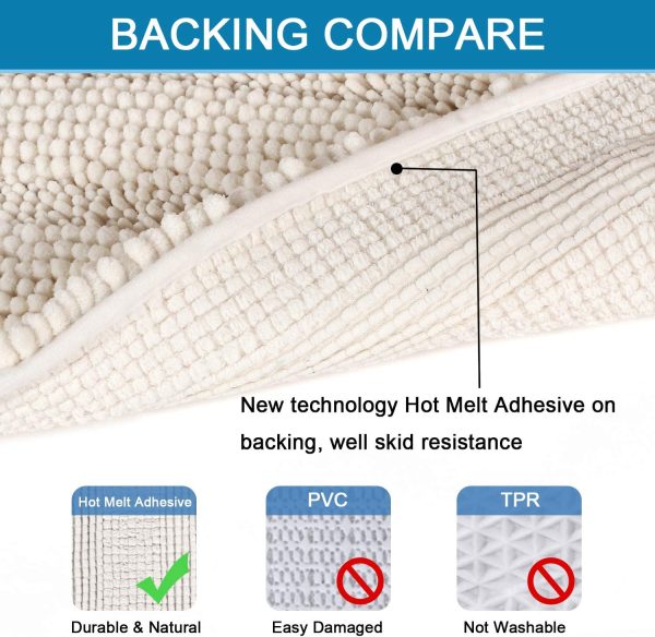 global sourcing h.versailtex bath rugs for bathroom non slip bath mats extra thick chenille striped rug 20" x 32" absorbent non skid fluffy soft shaggy washable dry fast plush mat for indoor, bath room, tub - ivory oem/odm services