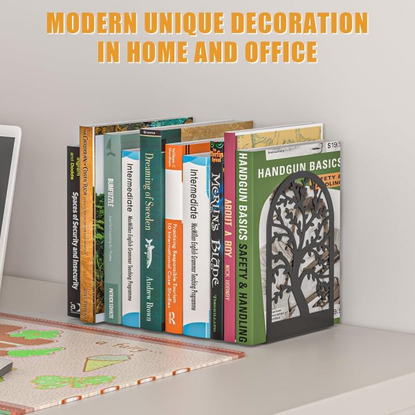 supplier direct vfine bookends 1 pair, black metal book ends, bookends for shelves, unique decorative tree book ends for shelves, book ends to hold books, book stopper, bookend for home office (style b) wholesale prices
