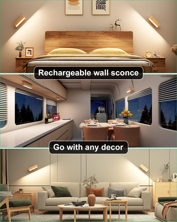 bulk purchase yilaie wall sconces battery operated set of two,rechargeable wall lights for bedroom,wall lights wireless dimmable,wood wall sconces with 360 rotation,peel and stick wall sconces for bedroom bedside trade price