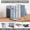 supplier direct vfine bookends 1 pair, bookends for shelves, metal black book ends for shelves, book ends for heavy books, book shelf holder for home office wholesale prices
