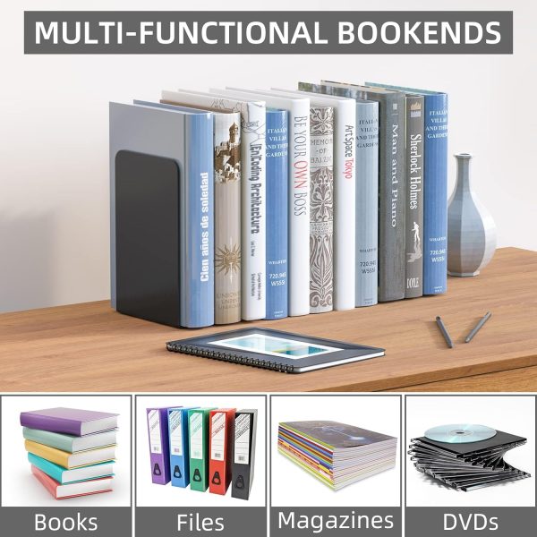 supplier direct vfine bookends 1 pair, bookends for shelves, metal black book ends for shelves, book ends for heavy books, book shelf holder for home office wholesale prices