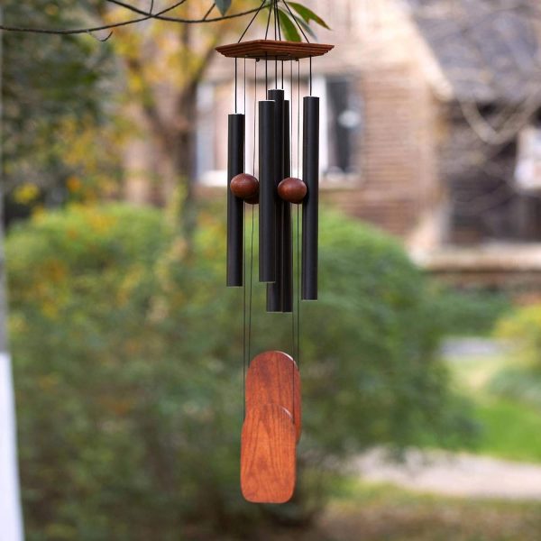 producer to buyer wind chimes for outside deep tone, 36in sympathy wind chimes outdoor clearance, gifts for mother's day and christmas, outdoor decor for garden, patio, yard（wood wind chime, black） discounted pricing