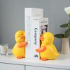supplier direct charming hug ducks decorative bookends, resin book ends for shelves, cute book stoppers for home office desk decor, 8”, yellow wholesale prices