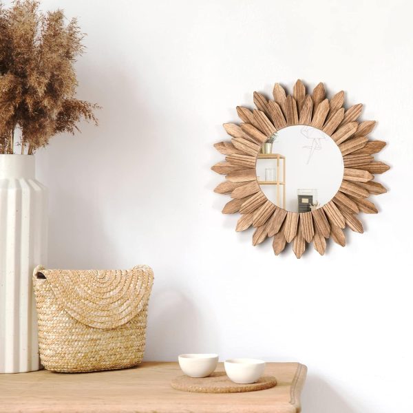 bulk purchase honiway wall mirror decorative 12 inch rustic wood mirror sunburst boho mirror for entryway bedroom living room bathroom house warming gifts new home essential carbonized black trade price