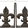 supplier direct creative co-op decorative metal fleur de lis bookends, brown, set of 2 wholesale prices