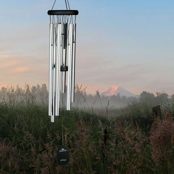 producer to buyer woodstock wind chimes pachelbel's canon in d, silver aluminum tubes, medium 32 - inch, deep toned windchime for outdoor decor for garden, patio, porch discounted pricing