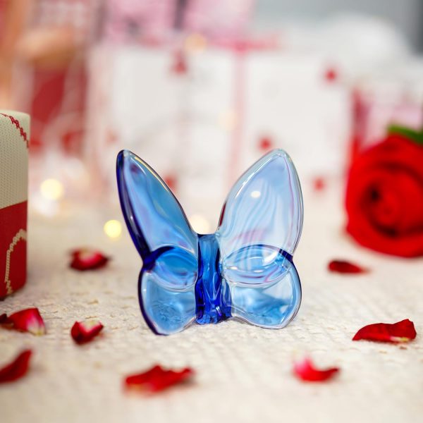dropship from factory kanpura blue crystal butterfly figurine,flying butterfly figurine, glass butterfly ornament,crystal animal collectible for home decor mass production supply