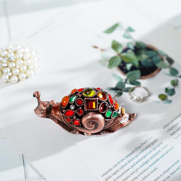 dropship from factory yu feng crystals bejeweled trinket box hand-painted brown snail animal figurine hinged jewelry box collectible for women mass production supply