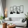 factory direct ruelen 4 pcs metal mountain and forest wall decorations line drawing wall art minimalist wall decor rustic nature home wall art sculpture office living room bedroom volume discount