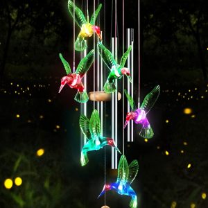 producer to buyer wind chimes,hummingbird solar wind chimes for outside,aluminum tubes memorial wind bell for garden/patio decor thanksgiving gifts for mom, wife, grandma neighbors(25 inch deep tone) discounted pricing