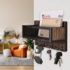 bulk purchase adiil mail and key holder for wall decorative, wooden wall key rack organizer with 4 double key hooks, wall mount key hanger for wall with shelf, rustic home decor for entryway hallway, brown trade price
