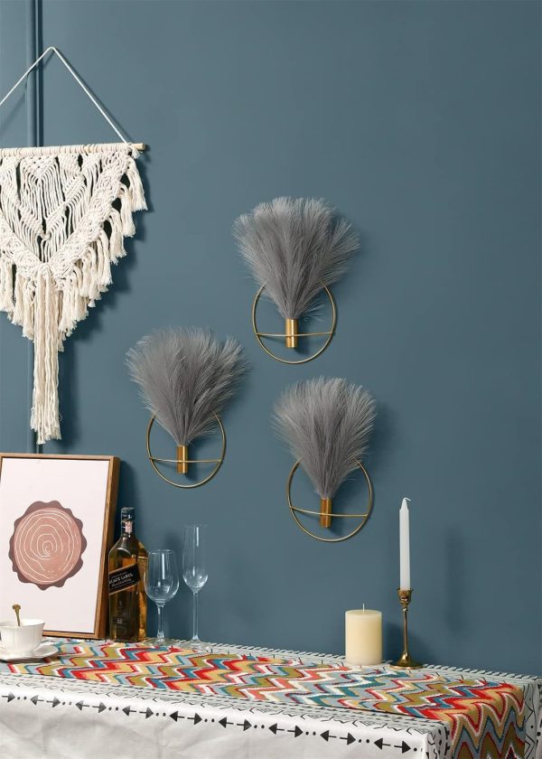 factory direct pretty jolly boho wall decor, wall-mounted metal wall decor, hanging artificial pampas display, wall art living room, bedroom, bathroom, dining room, plant wall decor 2 pack black volume discount