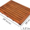 manufacturer direct utoplike (24"x18") teak wood bath mat, shower mat for bathroom, wooden floor mat square large for spa home or outdoor trade price