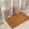 manufacturer direct mdesign natural bamboo rectangular spa bath mat rug with fabric trim - water resistant non-slip shower floor rugs for bathroom vanity, bathtub - echo collection - 2 pack - natural/tan trade price