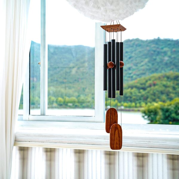 producer to buyer wind chimes for outside deep tone, 36in sympathy wind chimes outdoor clearance, gifts for mother's day and christmas, outdoor decor for garden, patio, yard（wood wind chime, black） discounted pricing