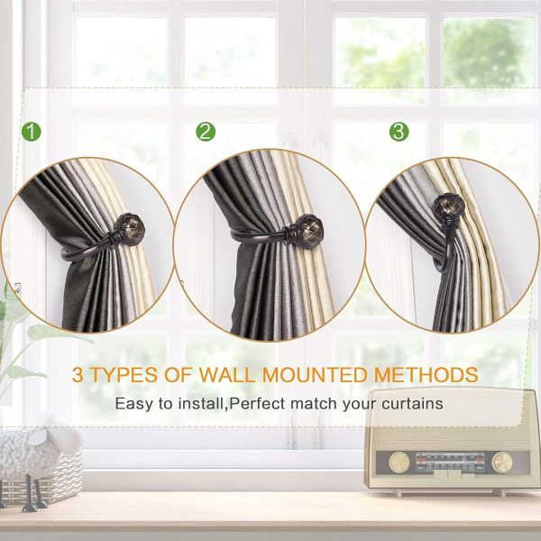 bulk purchase szximu curtain holdbacks set of 2, window treatment holdbacks wall mounted drapery hooks with netted texture finials, bronze factory discount