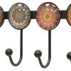 competitive pricing coat rack wall mounted with 4 hooks, round brown pattern decorative wall hooks for hanging hat, key, towel, purse, bag and robe, for entryway bathroom organizer hanger one-stop wholesale