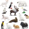 dropship from factory toymany 14pcs mini arctic animals figurines set, polar animals toys with polar bear, caribou, penguin, walrus, wolf figurines cake toppers birthday easter gifts for preschool kids mass production supply