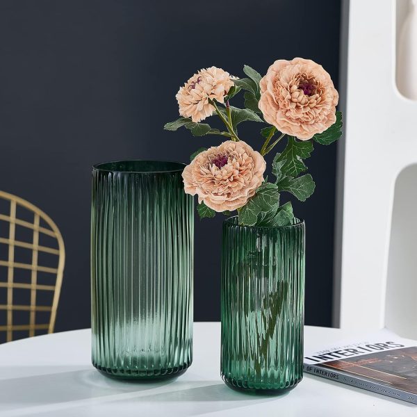oem/odm services flower vase 7.5 inch green thickened glass vase for bookshelf,dinner table,indoor office desktop,meeting room,bathroom,countertop,home christmas day decoration affordable bulk deals
